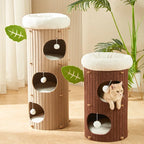 Cat House for Indoor Cats 2/3-Storey Large Cat Bed Cave Cozy Felt Covered Cats Tunnel Condo Hideaway Cat Scratcher for Multicats