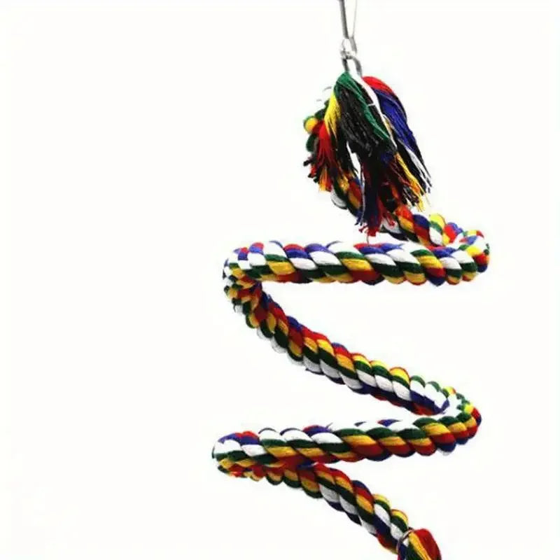 1pc Parrot Bird Toy Hanging Braided Rope Pet Stand Training Accessories,Bird Cage Accessories Swing Toy