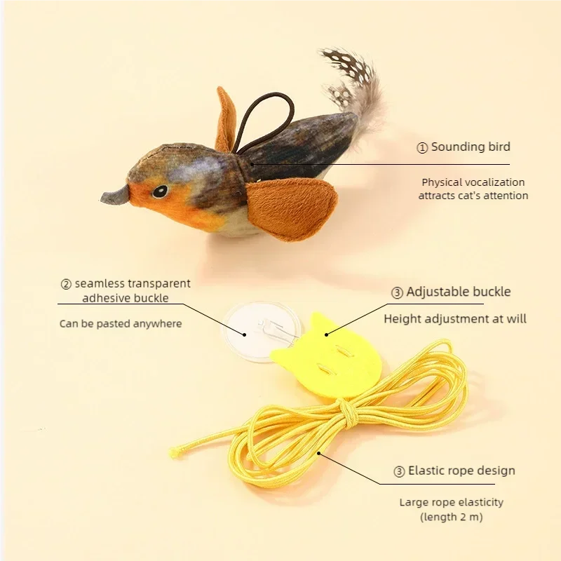 Simulation Chirping Bird Cat Toy Self Amusing Cat Teaser Stick With Catnip Sound Bird Pet Chew Toy Interactive Cat Plaything
