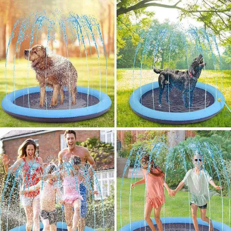 Inflatable Pet Splash Pad & Swimming Pool – Outdoor Water Sprinkler Cooling Mat for Dogs & Kids (2 Designs, 3 Sizes)
