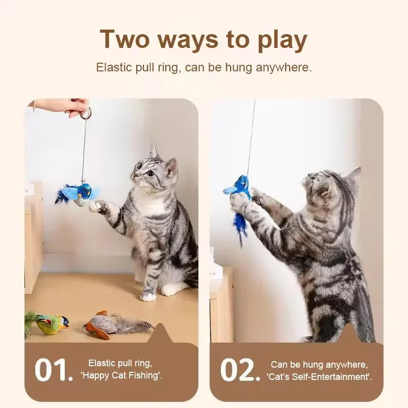 Simulation Chirping Bird Cat Toy Self Amusing Cat Teaser Stick With Catnip Sound Bird Pet Chew Toy Interactive Cat Plaything