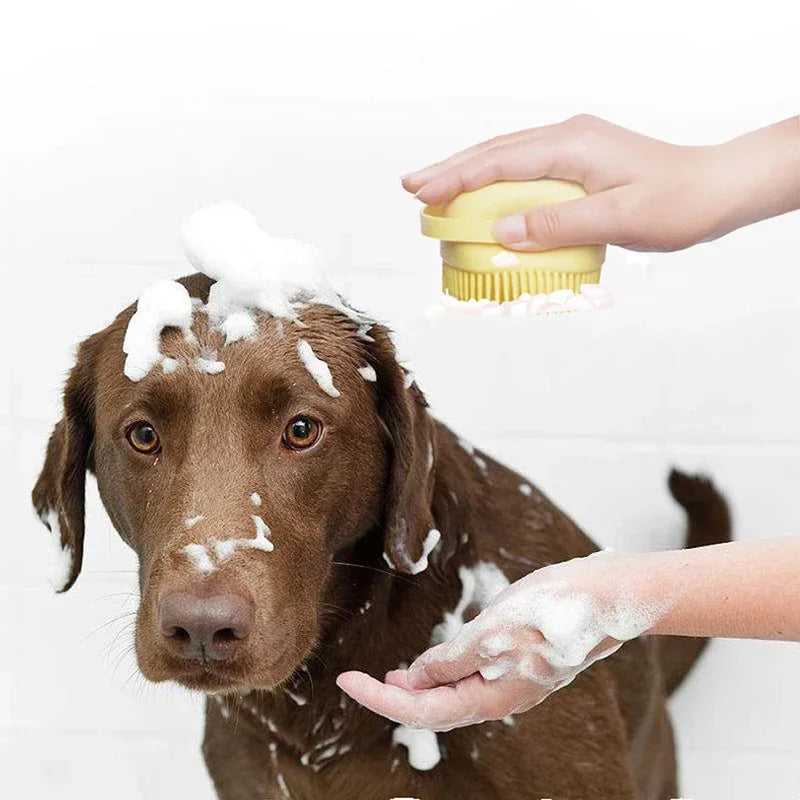 Silicone Dog Bath Massage Gloves Brush Pet Cat Bathroom Cleaning Tool Comb Brush for Dog Can Pour Shampoo Dog Grooming Supplies
