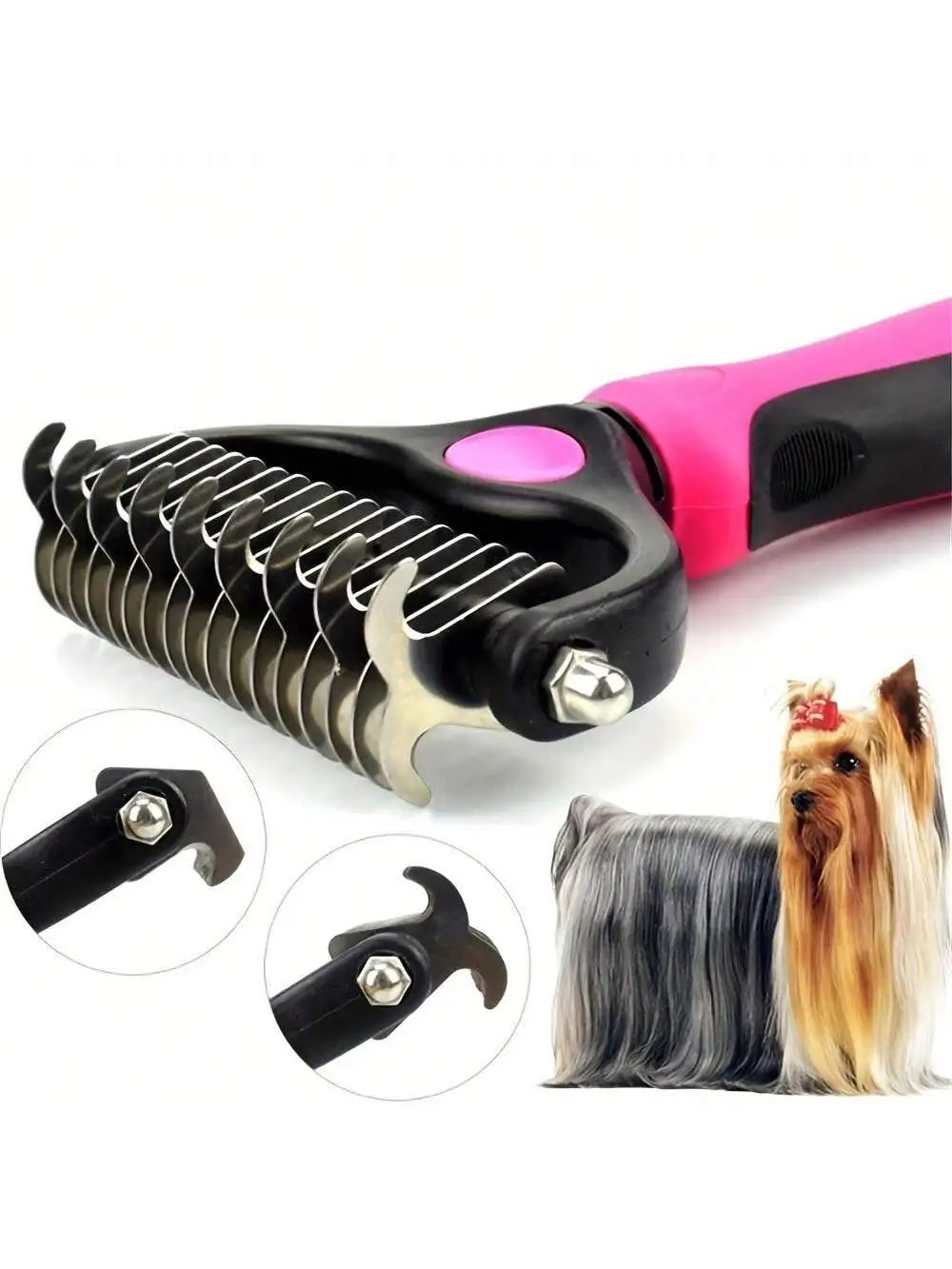 1pc Pet Fur Cutter, Dog Grooming Shedding Tool, Double-Sided Pet Brush, Pet Supplies