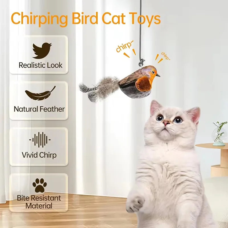 Simulation Chirping Bird Cat Toy Self Amusing Cat Teaser Stick With Catnip Sound Bird Pet Chew Toy Interactive Cat Plaything
