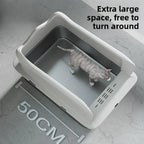 Large Stainless Steel Open Cat Litter Box Anti Splash Cat Toilet Pet Supplies