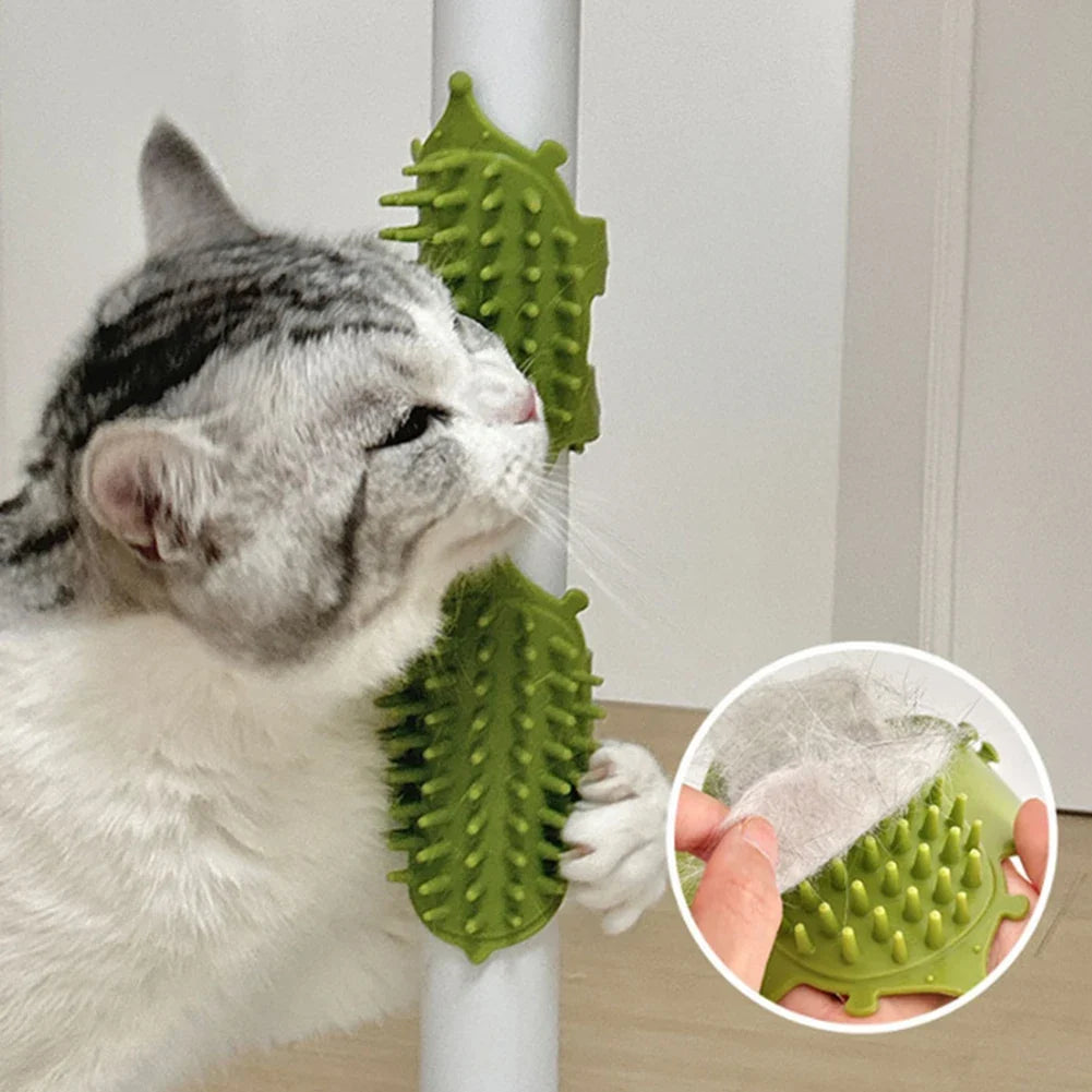 Cat Self Grooming Scratcher Table Legs Protector TPR Cat Cheek Massager Removable Cat Grooming Brush Space-Saving Cat Accessory
