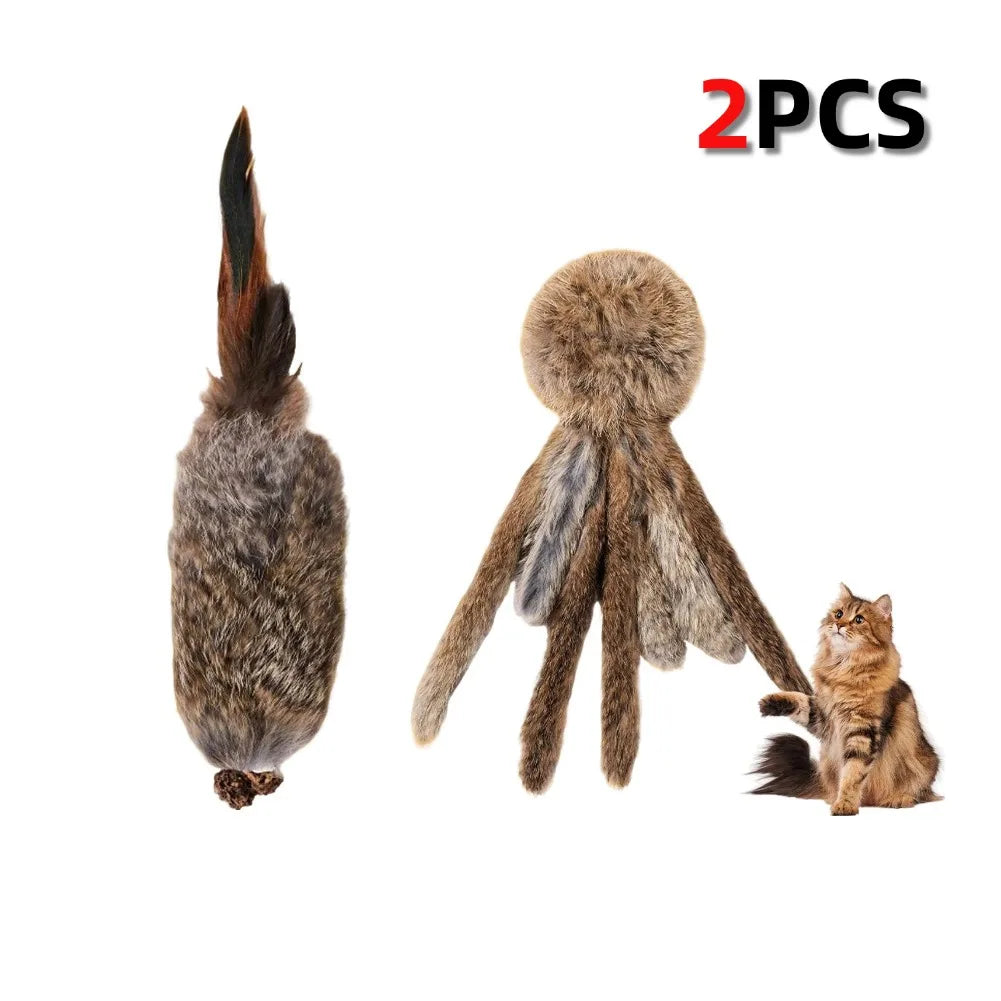 Faux Rabbit Fur Interactive Pet Toys for Cats & Dogs Kitten Hunting Toy Soft Plush Fluffy Cat Kicker Toy