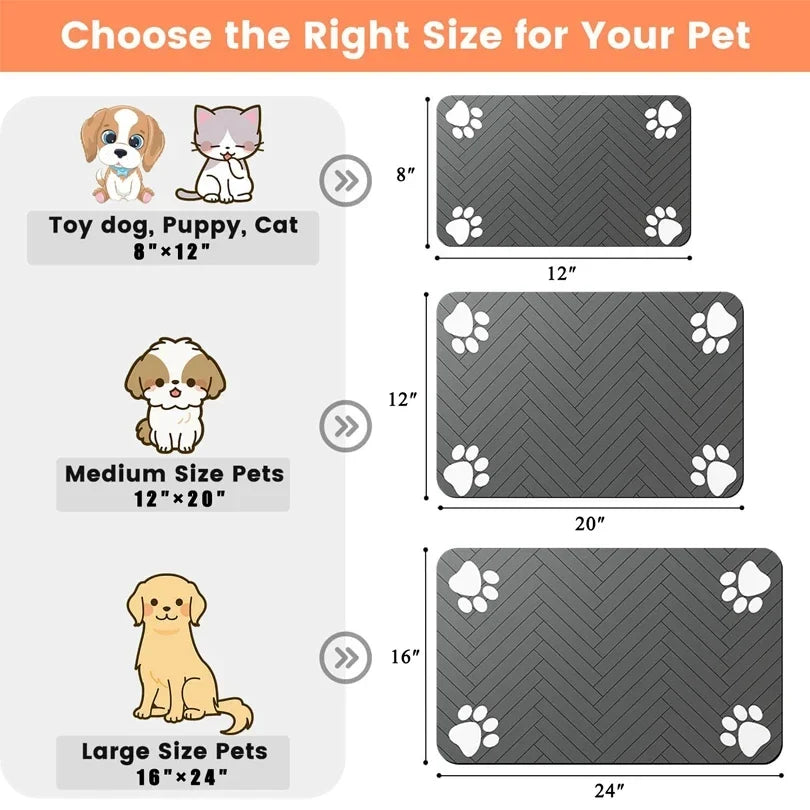 Pet Feeding Dropshipping Pet Placemat for Food and Water Bowl, with Waterproof Rubber Backing, Quick Dry Water Mat for Dog Cat