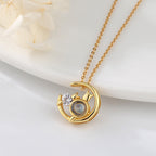 Moon Cat with customizable photos Projection Necklace  Pendant Jewelry