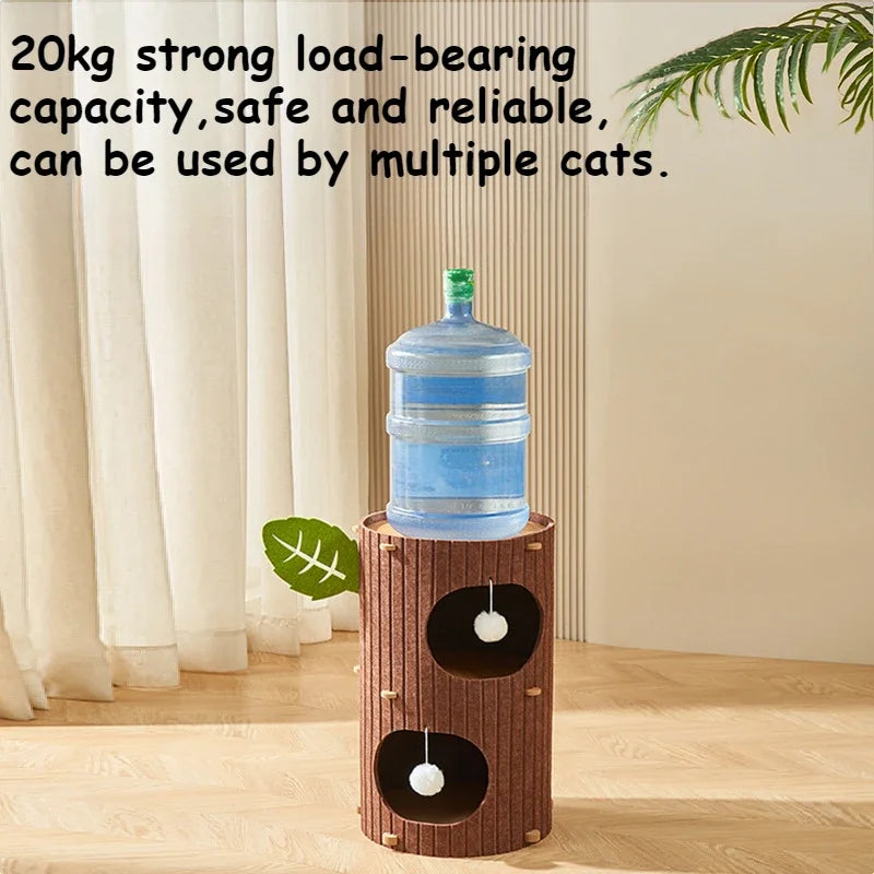 Cat House for Indoor Cats 2/3-Storey Large Cat Bed Cave Cozy Felt Covered Cats Tunnel Condo Hideaway Cat Scratcher for Multicats