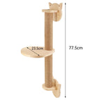Wall Mounted Solid Wooden Cat Climbing Frame Hammock Scratching Post Shelf with Sisal Jumping Platform Ladder Steps Furniture