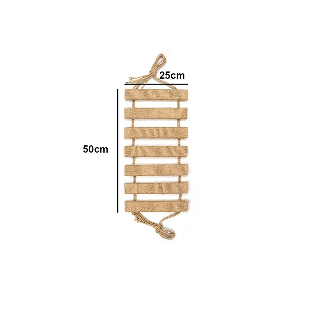 Wall Mounted Solid Wooden Cat Climbing Frame Hammock Scratching Post Shelf with Sisal Jumping Platform Ladder Steps Furniture
