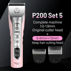 Fenice Sakura Pink Dog Hair Cutting Machine 5000mA Capacity Cordless LCD Screen Pet Dog Grooming Clipper Rechargeable Shaver Set