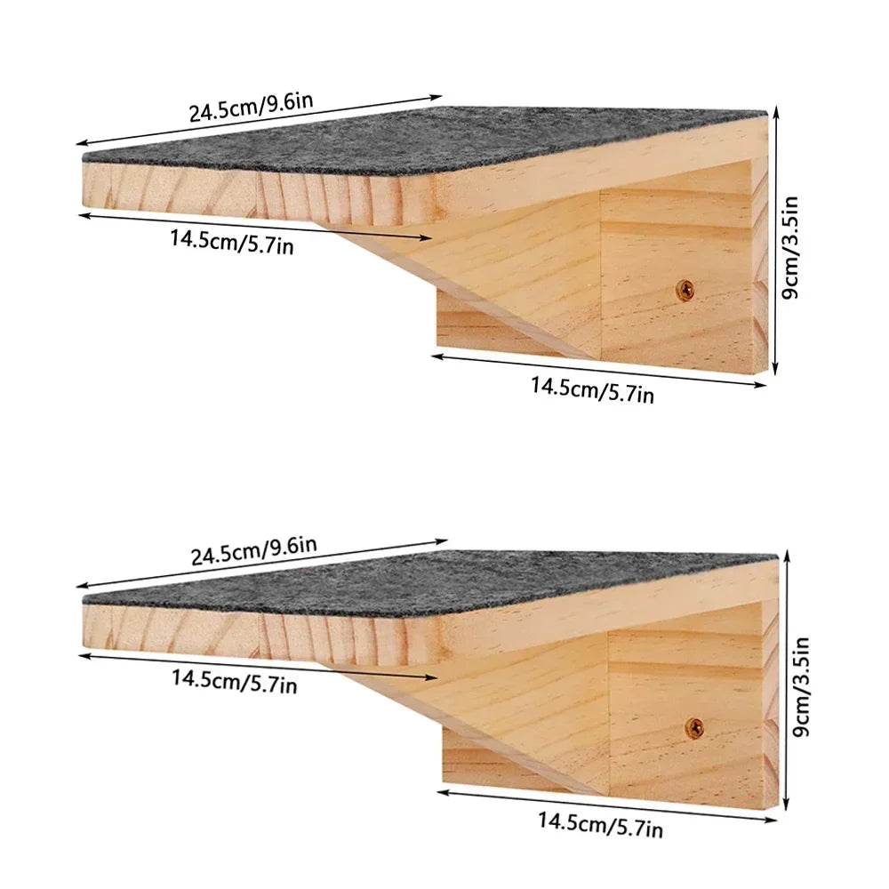Wall Cat Climbing Shelves Cat Tree Tower Hammock Perches Ladder Solid Wood Steps for Cats Activity Indoor Pet Wall Furniture