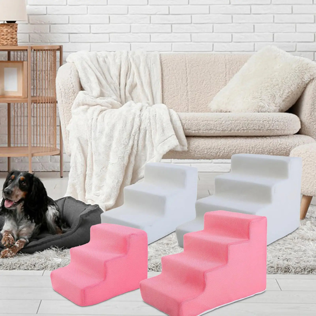High Density Pet Steps Ladder, Cat Ramp Non Slip Dog Steps, Balanced Pet Steps for Sofa Small Dogs and Cats Couch High Beds