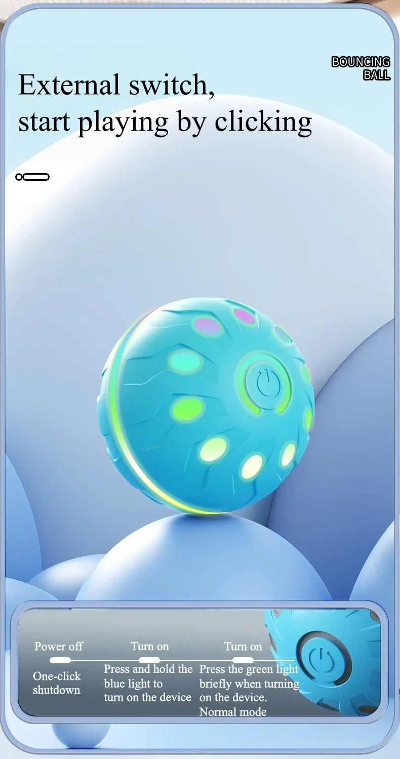 Interactive Smart Dog Ball Toy Electronic USB Powered Moving Bouncing Color Ball for Cats And Dogs Large Medium Size Pet Jumping