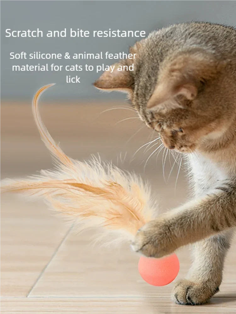 Funny Cat Elastic Ball Toy Interactive Balls Pet Supplies Feather Football Toys Dog Playthings Kitten