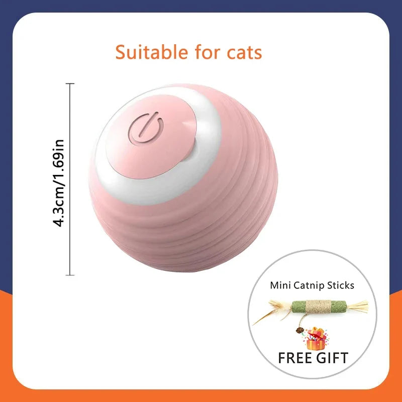 USB Rechargeable Interactive Cat Toys Balls Pets Smart Automatic Electric Rolling Ball for Kitty Tail Teasers with Catnip Gifts