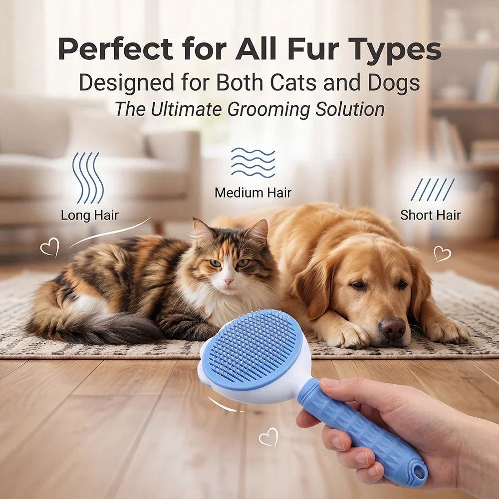 Bioline Pet Dog Brush Cat Comb Self Cleaning Pet Hair Remover Brush For Dogs Cats Grooming Tools Pets Dematting Comb Dogs Supply