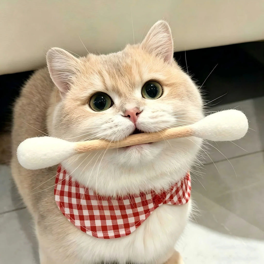 6Pcs Creative Large Cotton Swab Shaped Catnip Toy Giant Kitten Grinding Biting Stick Teething Cleaning Chew Toys Pet Supplies