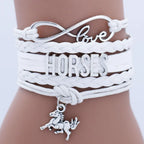 Horses Animal Heart Infinity Love Charm Bracelets Women Men Girl Boy Unisex Multilayer Leather Jewelry Gift Many Styles