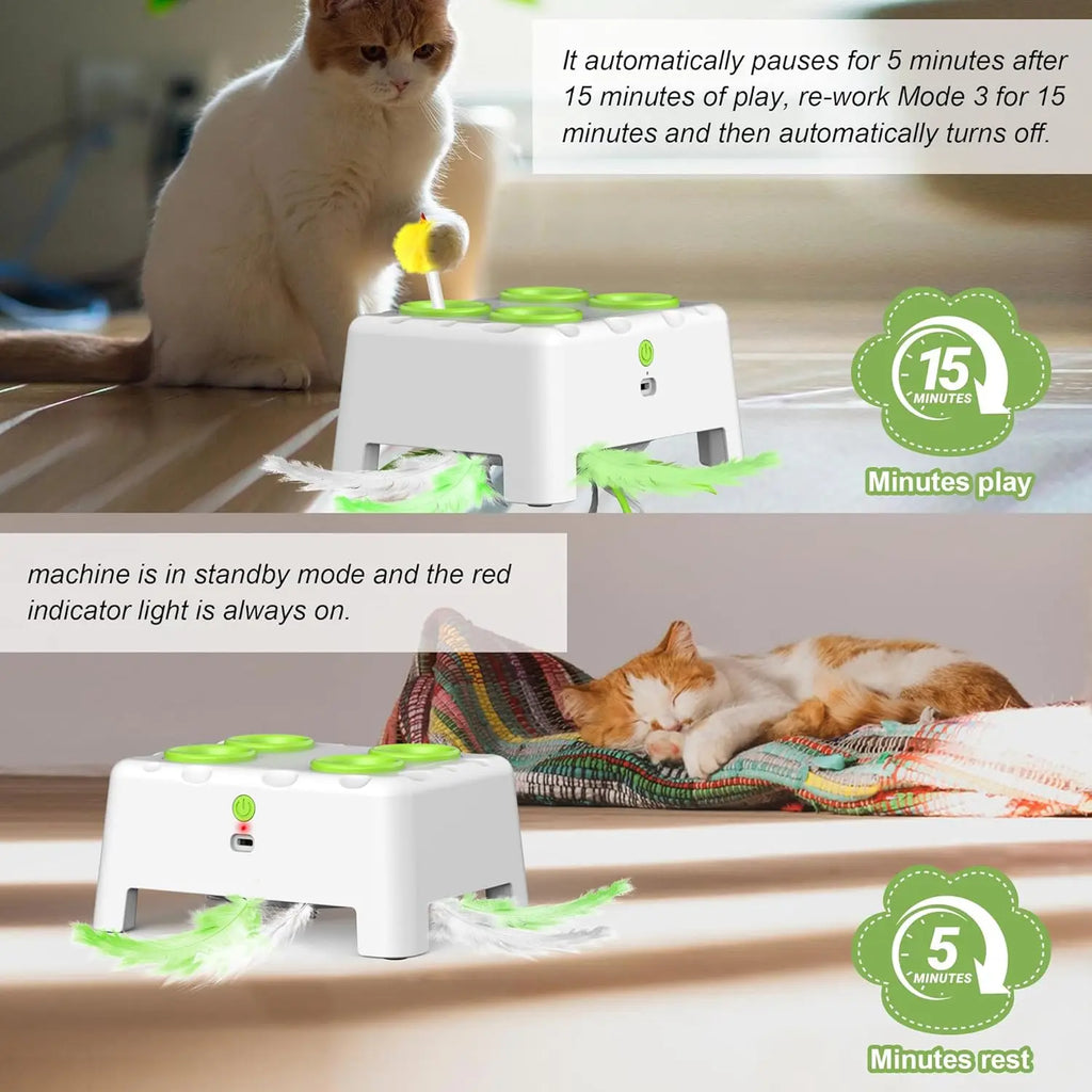 Automatic Pop-Up Rechargeable Feather Toy for Cats Dogs Interactive Playing Kitten Training Pet Supplies