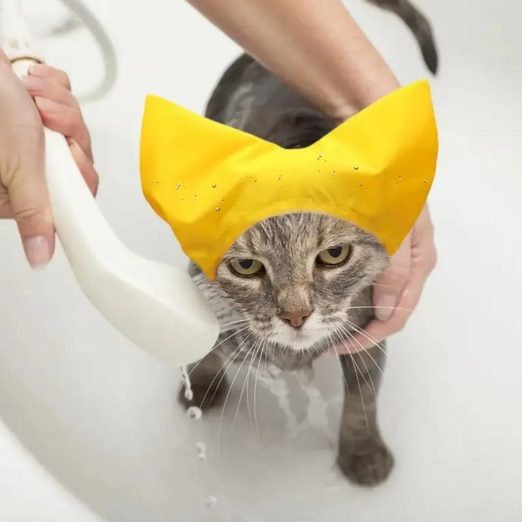 Cat Shower CapAdjustable Pet Grooming Hat Waterproof Bathing Hat with Ear Cover Cat Bathing Raining Cap