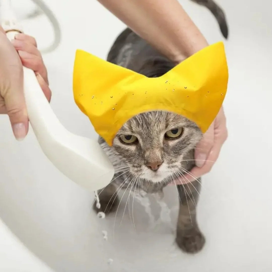 Cat Shower CapAdjustable Pet Grooming Hat Waterproof Bathing Hat with Ear Cover Cat Bathing Raining Cap