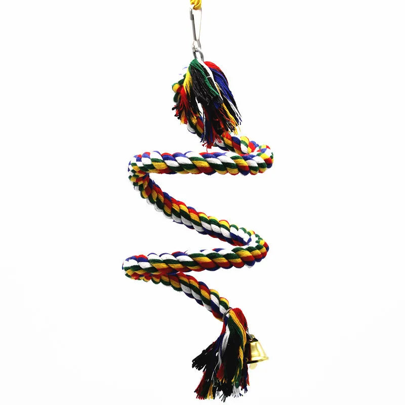 1pc Parrot Bird Toy Hanging Braided Rope Pet Stand Training Accessories,Bird Cage Accessories Swing Toy
