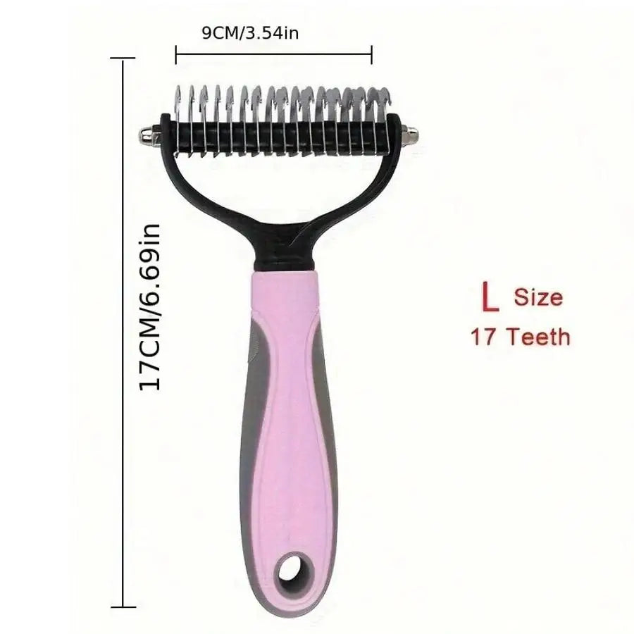 1pc Pet Fur Cutter, Dog Grooming Shedding Tool, Double-Sided Pet Brush, Pet Supplies