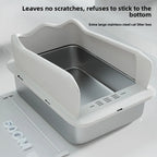 Large Stainless Steel Open Cat Litter Box Anti Splash Cat Toilet Pet Supplies