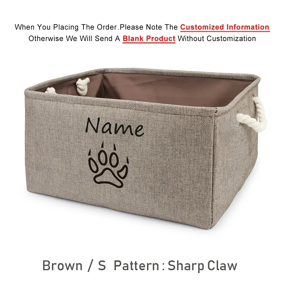 Basket Toys Dog Paw Personalized Pet Toy Storage Box For Clothes Custom Cat Product With Name Dog
