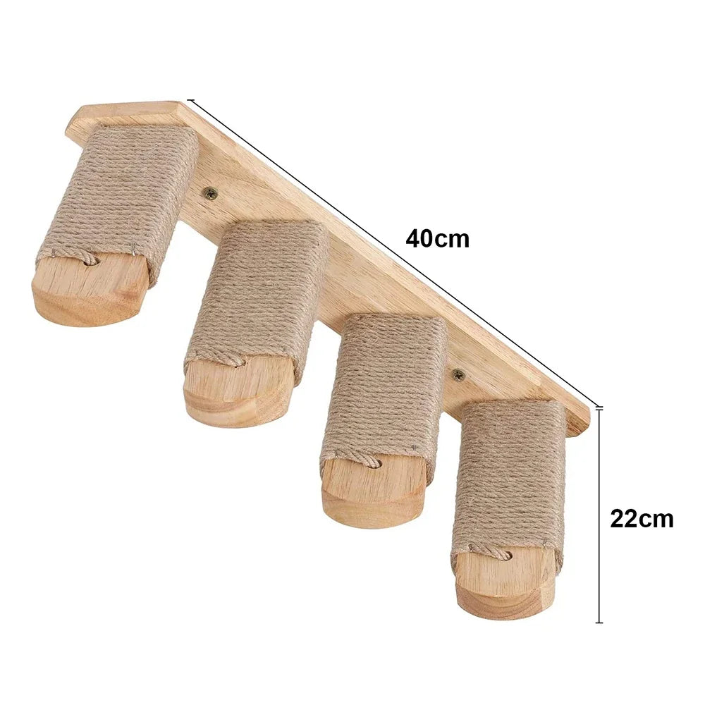 Cat Wall Furniture Wall-Mounted Cat Climber Set with Cat Wall Shelves  Perches Condo House Ladder Scratching Board & Tree   Wood