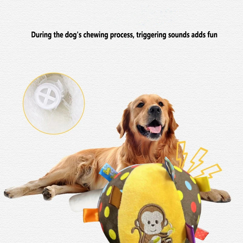 Plush Dog Vocal Toy Ball Funny Interactive Pet Toys with Bells Cleaning Tooth Chew Toy For Small Large Dogs Cats Puppy Products