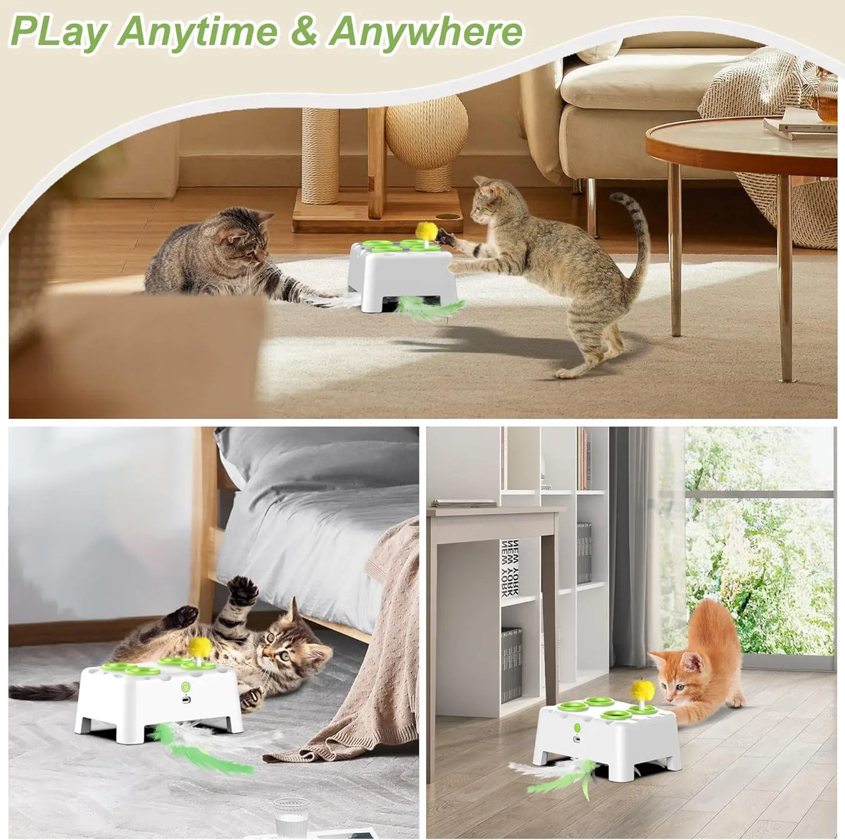 Automatic Pop-Up Rechargeable Feather Toy for Cats Dogs Interactive Playing Kitten Training Pet Supplies