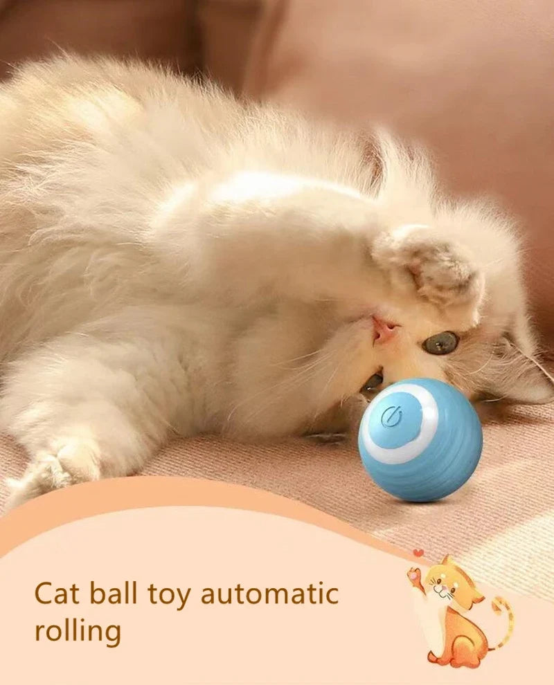 USB Rechargeable Interactive Cat Toys Balls Pets Smart Automatic Electric Rolling Ball for Kitty Tail Teasers with Catnip Gifts