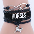 Horses Animal Heart Infinity Love Charm Bracelets Women Men Girl Boy Unisex Multilayer Leather Jewelry Gift Many Styles