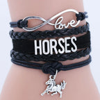 Horses Animal Heart Infinity Love Charm Bracelets Women Men Girl Boy Unisex Multilayer Leather Jewelry Gift Many Styles