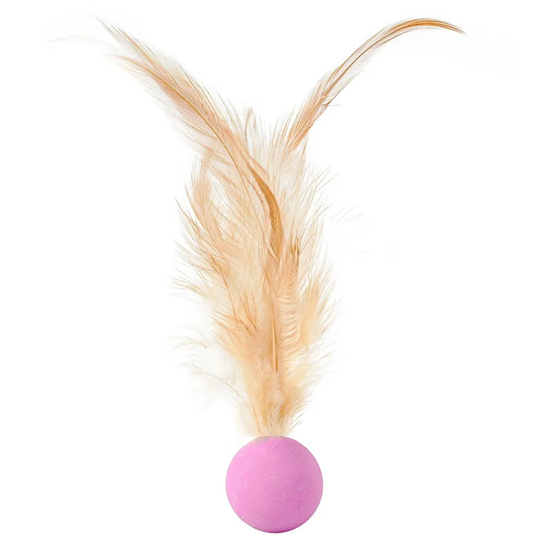 Funny Cat Elastic Ball Toy Interactive Balls Pet Supplies Feather Football Toys Dog Playthings Kitten