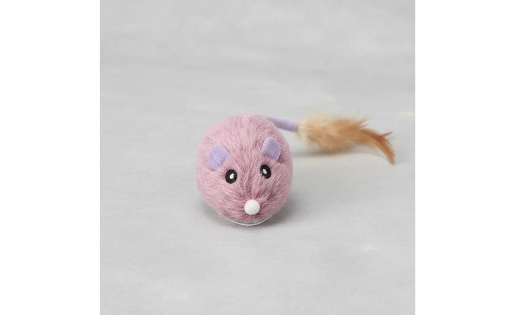Rechargeable Feline Mouse Toy Feather Tail Interactive Feline Mouse Realistic Sound Obstacle Avoidance for Cats, Indoor