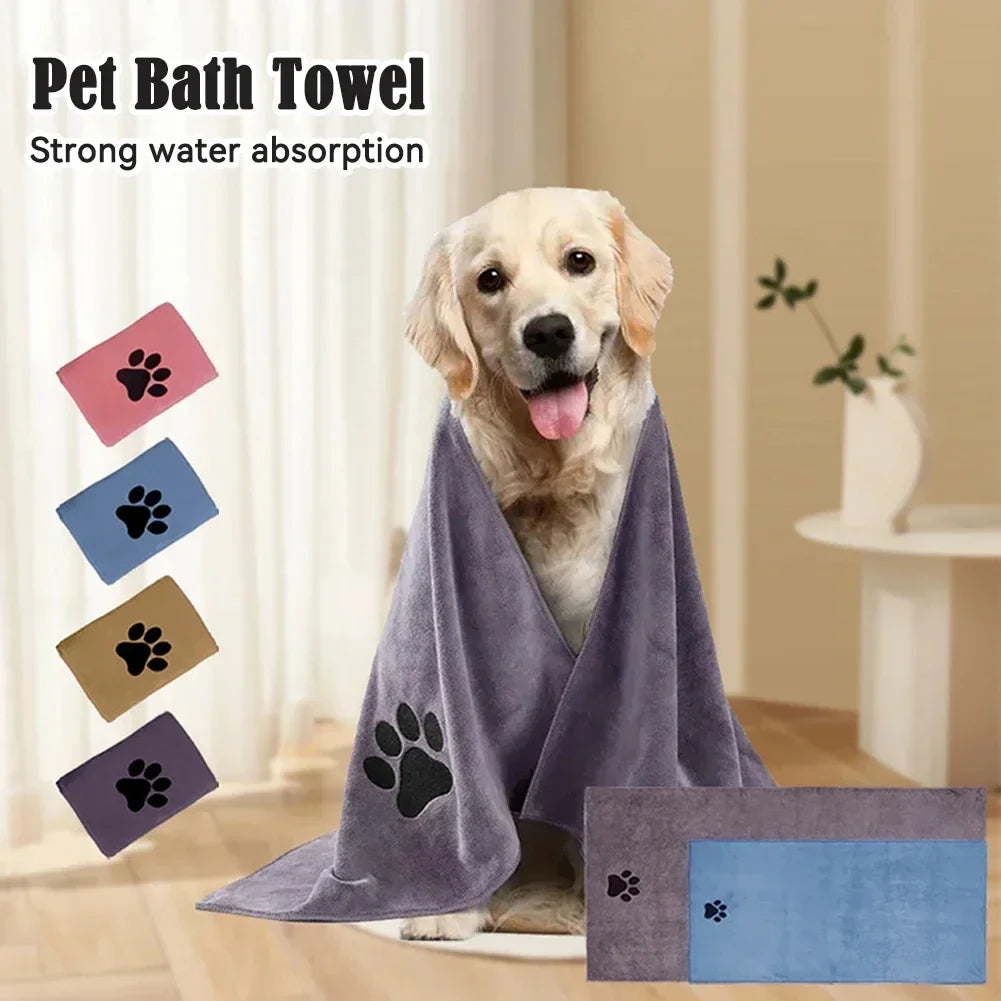 35*75cm/50*100cm Microfiber Pet Bath Towel Embroidered Super Soft Absorbent Cat for Dogs Grooming Supplies