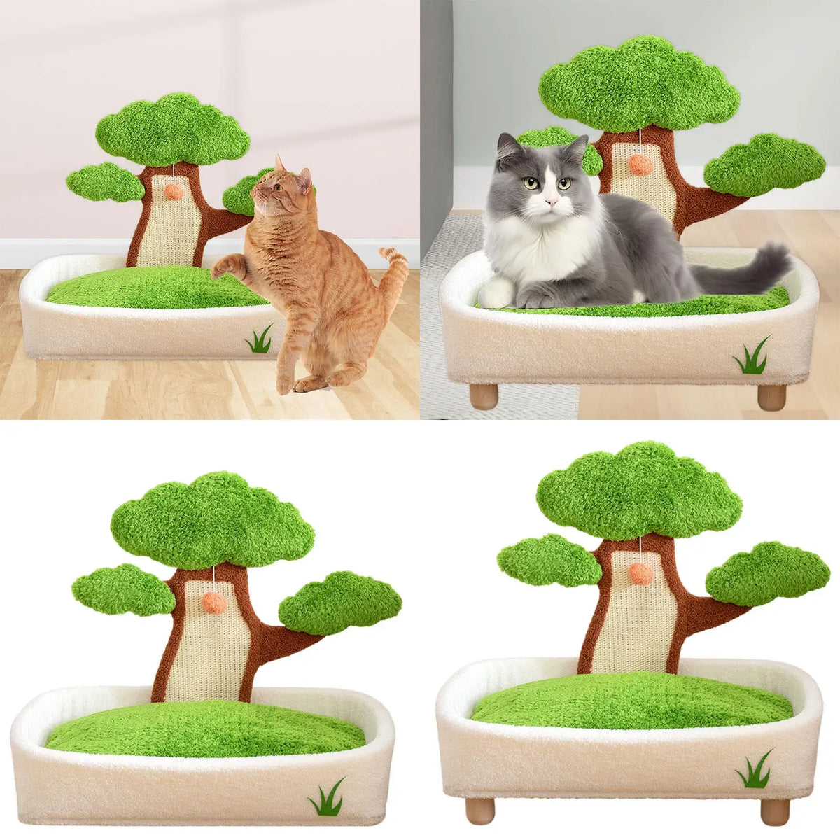 Cat Scratcher Mat Density Board 2 in 1 Bonsai House Scratch Pad Playground for Cats Indoor Training Furniture Protector