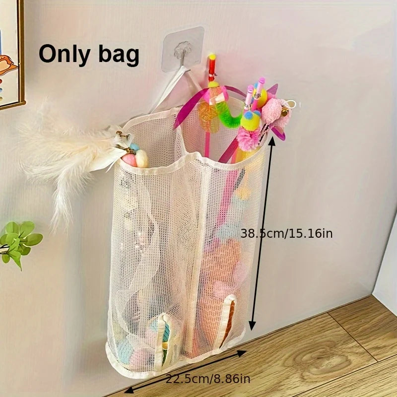1pc Mesh Storage Bag for Cat Toys - Wall Hanging Organizer, Perfect for Pet Accessories, Toy Storage Organizer, Shelf Baskets