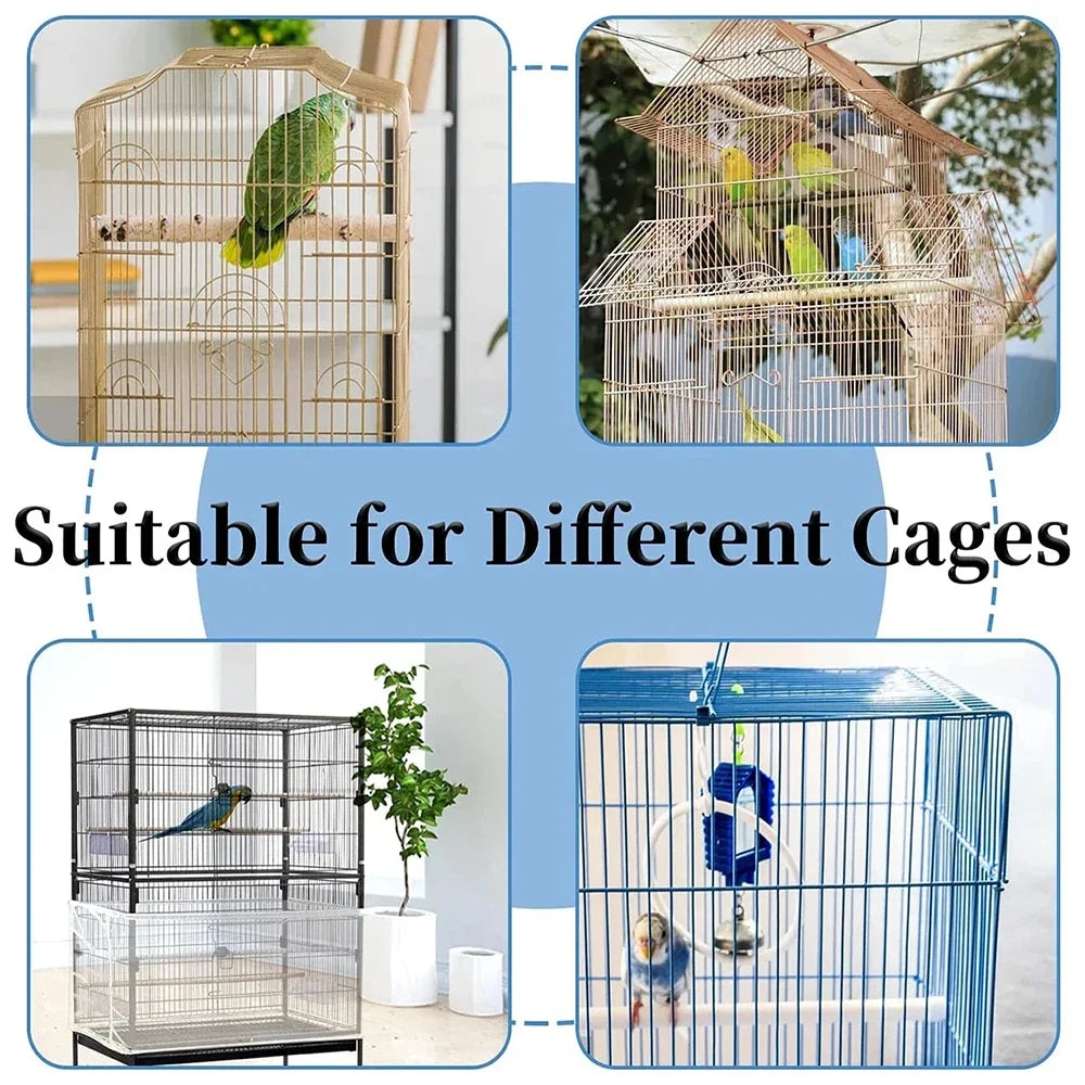1PC Square round Bird Cage Clothes Cover Splash Proof Mosquito Net Screen Parrot Protection Net Cage Accessory