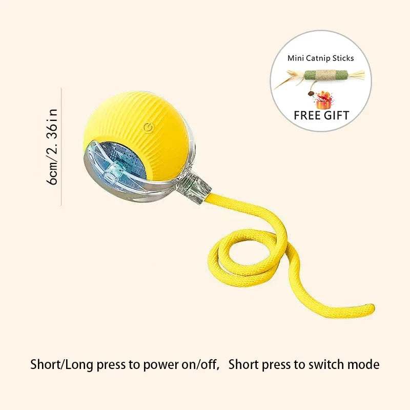 USB Rechargeable Interactive Cat Toys Balls Pets Smart Automatic Electric Rolling Ball for Kitty Tail Teasers with Catnip Gifts