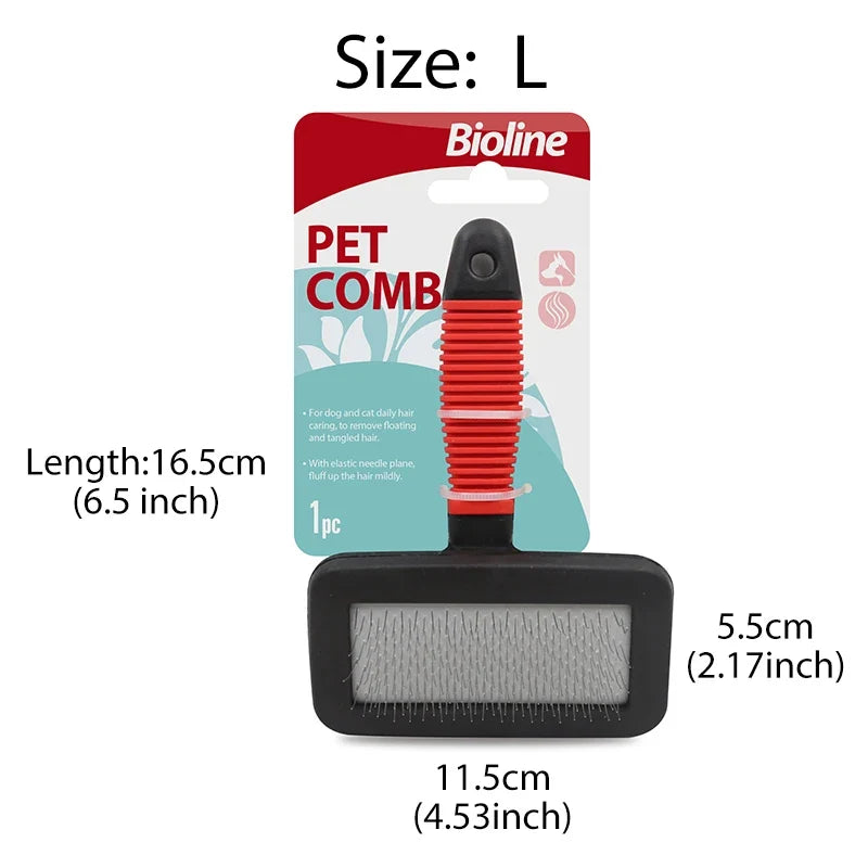 Bioline Pet Dog Brush Cat Comb Self Cleaning Pet Hair Remover Brush For Dogs Cats Grooming Tools Pets Dematting Comb Dogs Supply