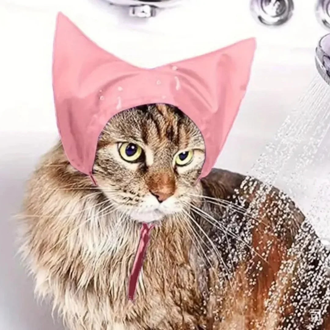 Cat Shower CapAdjustable Pet Grooming Hat Waterproof Bathing Hat with Ear Cover Cat Bathing Raining Cap