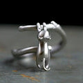 925 Sterling Silver Cat Branch Adjustable Rings For Women Wedding High Quality Jewelry Accessories Jewellery Argent 925