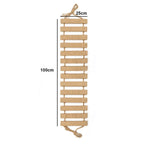 Wall Mounted Solid Wooden Cat Climbing Frame Hammock Scratching Post Shelf with Sisal Jumping Platform Ladder Steps Furniture
