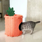 Carrot-Shaped Cat Scratcher & Hideout House, 2-in1 Cozy Felt Playground for Indoor Cats, Removable Non-Shedding Cat Bed